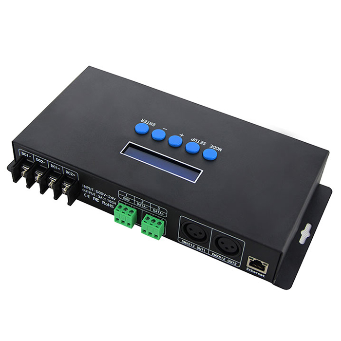 DC5-24V Ethernet-SPI/DMX pixel light controller BC-216, Support Madrix Software